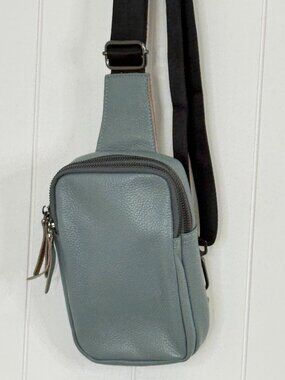 NWOT Dusty Teal 2 Pocket Sling Bag Adjustable Crossbody Phone Bag Blue Travel